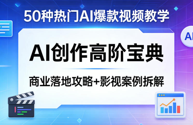 50种热门AI爆款视频教学，AI创作高阶宝典，商业落地攻略+影视案例拆解-翌晨科技网