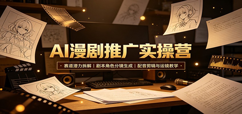 AI漫剧推广实操营：赛道潜力拆解，剧本角色分镜生成，配音剪辑与运镜教学-翌晨科技网