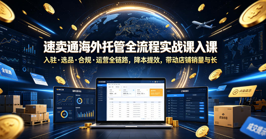 速卖通海外托管全流程实战课入驻・选品・合规・运营全链路，降本提效，带动店铺销量与收益增长-翌晨科技网