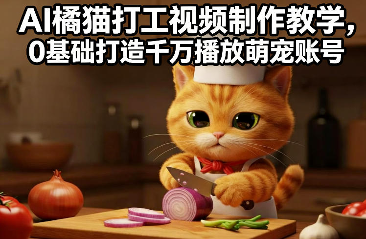 AI橘猫打工视频制作教学，流量狂飙，0基础打造千万播放萌宠账号-翌晨科技网