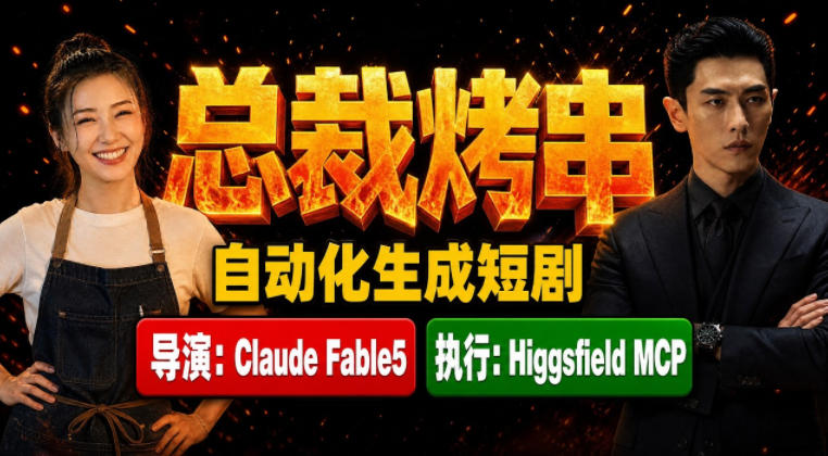 Claude Fable5担任导演+Higgsfield MCP落地执行｜《总裁烤串》真人质感短剧全自动AI生成全流程教学-翌晨科技网