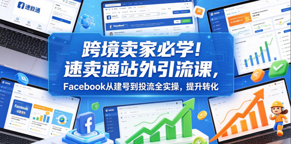 跨境卖家必学！速卖通站外引流课，Facebook从建号到投流全实操，提升转化-翌晨科技网