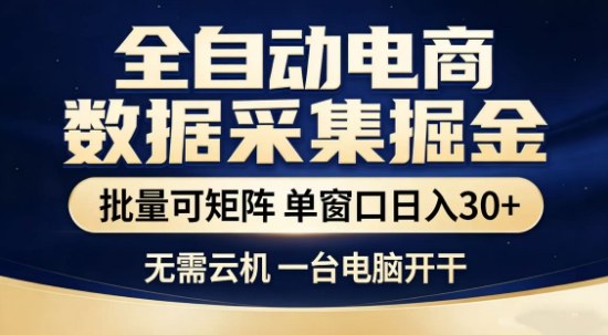 独家电商数据全自动采集项目，批量可矩阵，单窗口轻松日入3张+【揭秘】-翌晨科技网