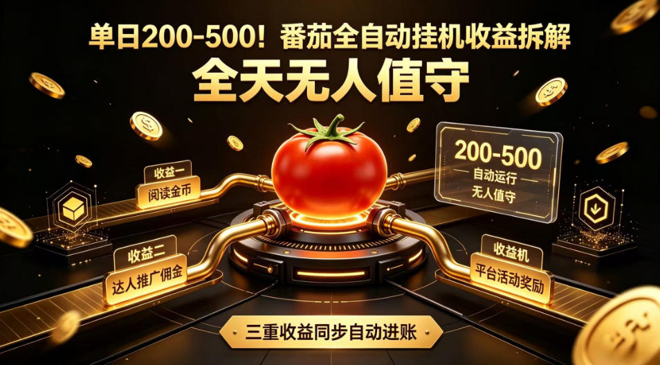 单日200-500!番茄全自动挂G收益拆解,全天无人值守,矩阵操作收益翻倍【揭秘】-翌晨科技网
