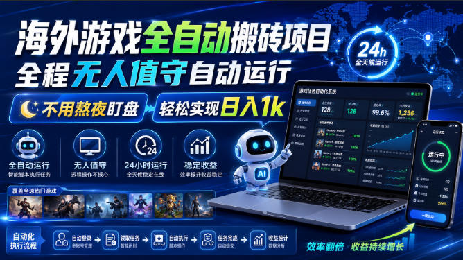 游戏24小时持续创收！每日稳定几百，全天无人值守，绿色稳定！-翌晨科技网
