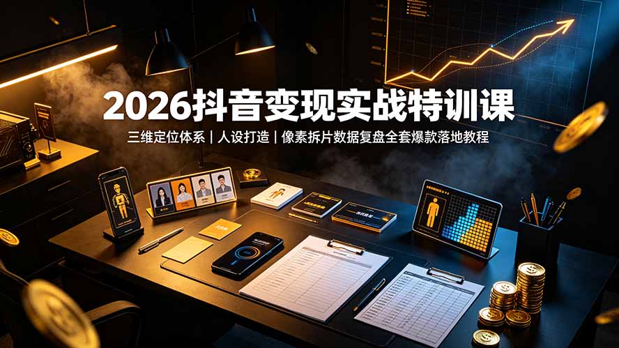 （19419期）2026抖音变现实战特训课：三维定位体系｜人设打造｜像素拆片数据复盘全套爆款落地教程-翌晨科技网