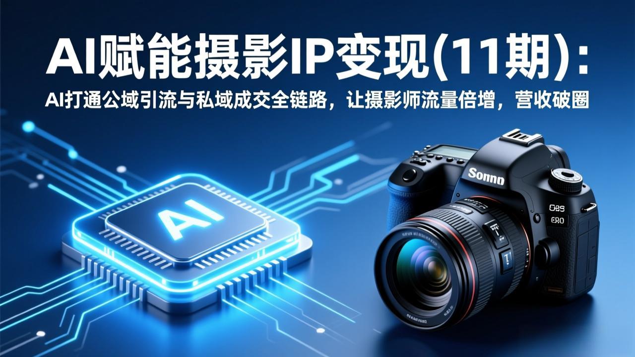 （17558期）AI赋能摄影IP变现(11期)：AI打通公域引流与私域成交全链路，让摄影师流量倍增，营收破圈-翌晨科技网