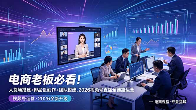 （18845期）电商老板必看！人货场搭建+排品设计+素材创作+团队搭建，2026视频号直播全链路运营-翌晨科技网