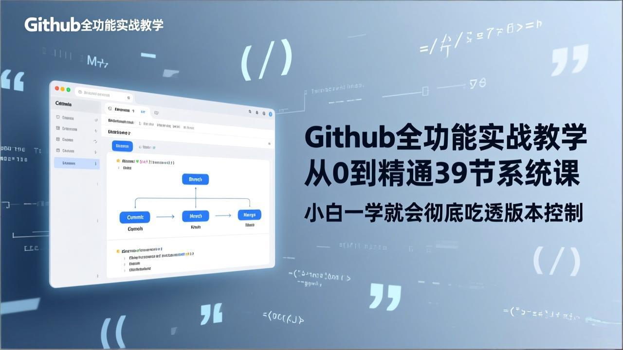 （17501期）GitHub-全功能实战教学，从0到精通39节系统课，小白一学就会彻底吃透版本控制-翌晨科技网
