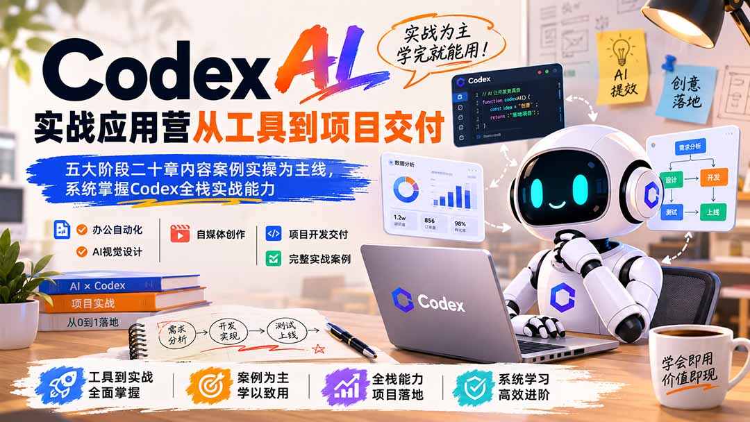 （19854期）Codex AI实战应用营从工具到项目交付；五大阶段二十章内容案例实操为主线，系统掌握Codex全栈实战能力-翌晨科技网