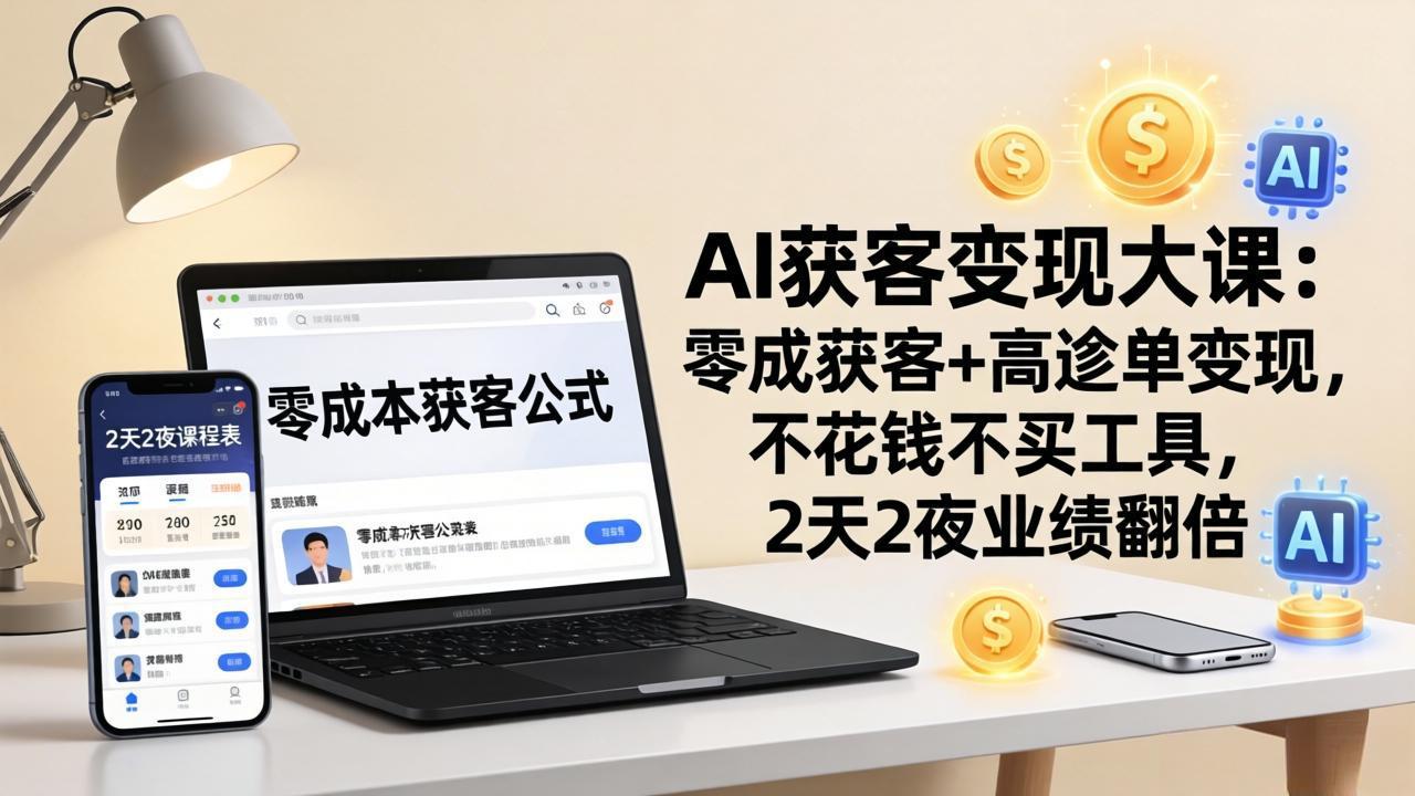 （17735期）AI获客变现大课：零成本获客+高客单变现，不花钱不买工具，2天2夜业绩翻倍-翌晨科技网