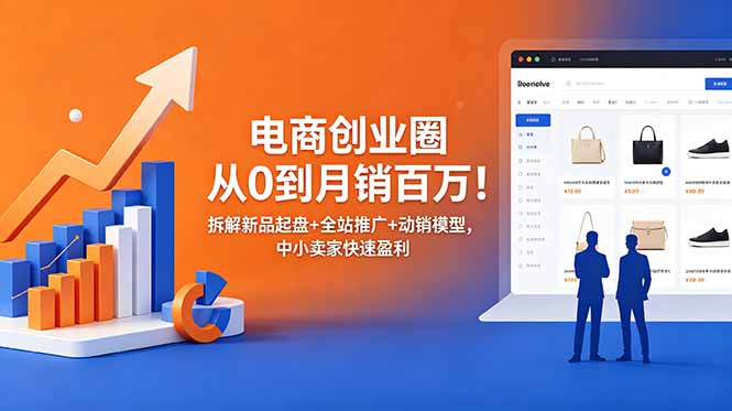 （18831期）电商创业圈从0到月销百万！拆解新品起盘+全站推广+动销模型，中小卖家快速盈利-翌晨科技网