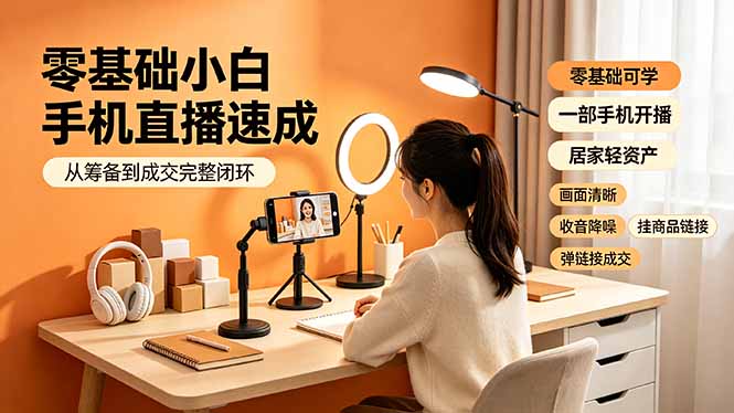 （19231期）零基础小白手机直播速成，从筹备到成交完整闭环，适配苹果安卓系统，解决杂音卡顿留人难问题-翌晨科技网