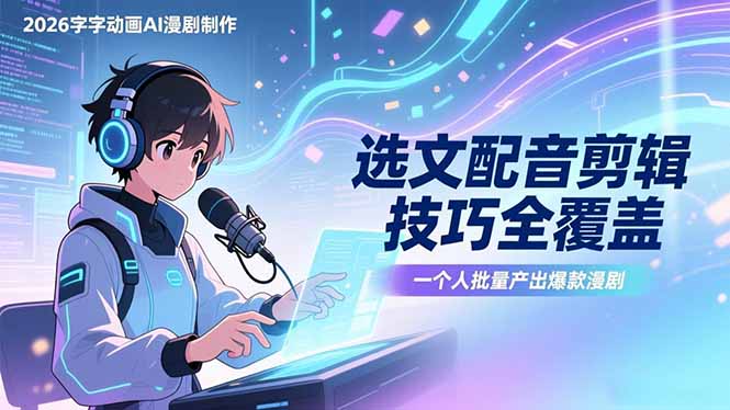 （17477期）2026字字动画AI漫剧制作-1期，选文配音剪辑技巧全覆盖，一个人就能批量产出爆款漫剧-翌晨科技网