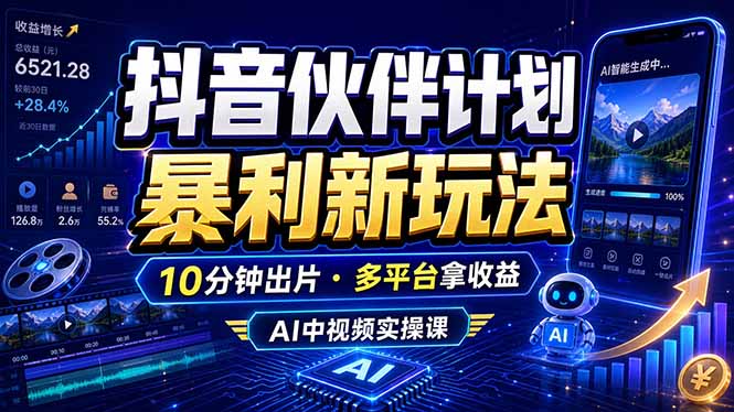 （18869期）抖音伙伴计划最新玩法，无需配音剪辑，10分钟出一条原创视频，轻松日入三位数-翌晨科技网