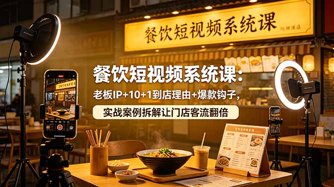 （18712期）餐饮短视频系统课：老板IP+10+1到店理由+爆款钩子，实战案例拆解让门店客流翻倍-翌晨科技网