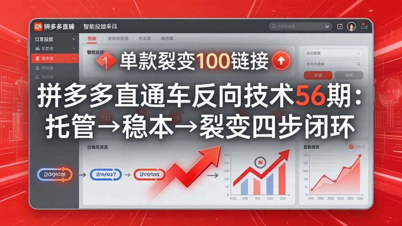 （17737期）拼多多直通车反向技术56期：托管→稳本→裂变四步闭环，单款裂变100链接抢占核心流量-翌晨科技网