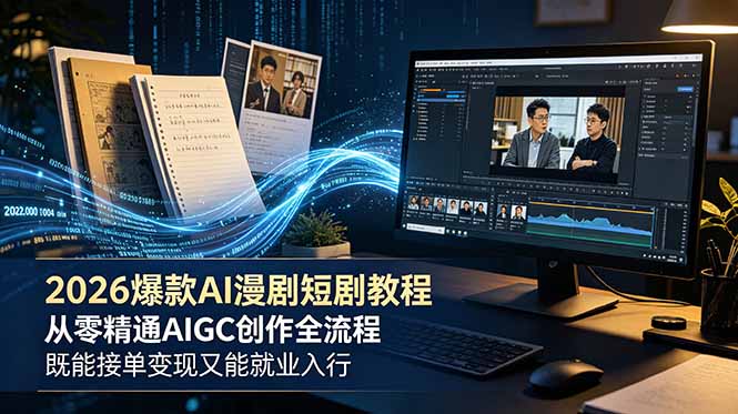 （18980期）2026 爆款 AI 漫剧短剧教程 从零精通 AIGC 创作全流程 既能接单变现又能就业入行-翌晨科技网