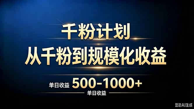 （20078期）抖音千粉账号计划，从千粉到规模化收益 500-1000+单日收益-翌晨科技网