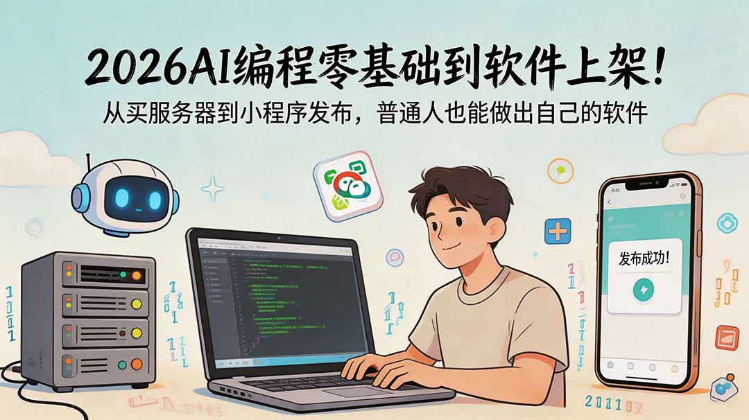 （18905期）2026AI编程零基础到软件上架！从买服务器到小程序发布，普通人也能做出自己的软件-翌晨科技网