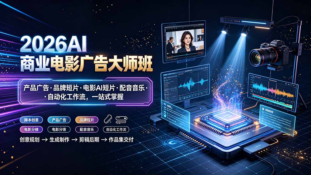 （19303期）2026AI商业电影广告大师班：产品广告·品牌短片·电影AI短片·配音音乐·自动化工作流，一站式掌握-翌晨科技网