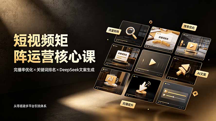 （19259期）短视频矩阵运营核心课：完播率优化×关键词排名×DeepSeek文案生成，从零搭建多平台引流体系-翌晨科技网