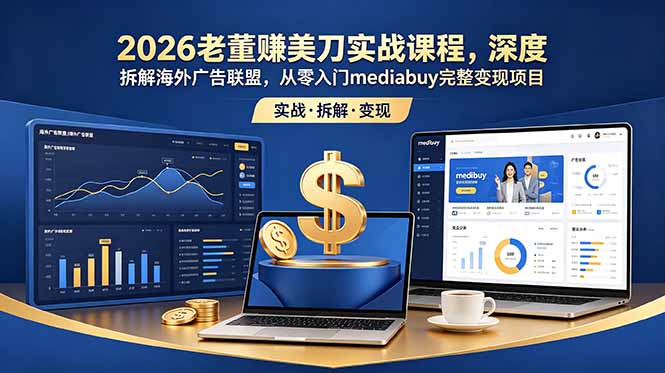 （18935期）2026老董赚美刀实战课程，深度拆解海外广告联盟，从零入门mediabuy完整变现项目-翌晨科技网