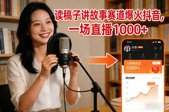 （17073期）读稿子讲故事赛道爆火抖音，一场直播日入1000+-翌晨科技网