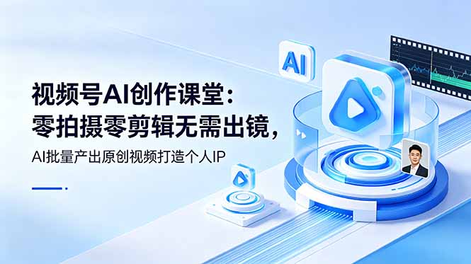 （19049期）视频号AI创作课堂：零拍摄零剪辑无需出镜，AI批量产出原创视频打造个人IP-翌晨科技网