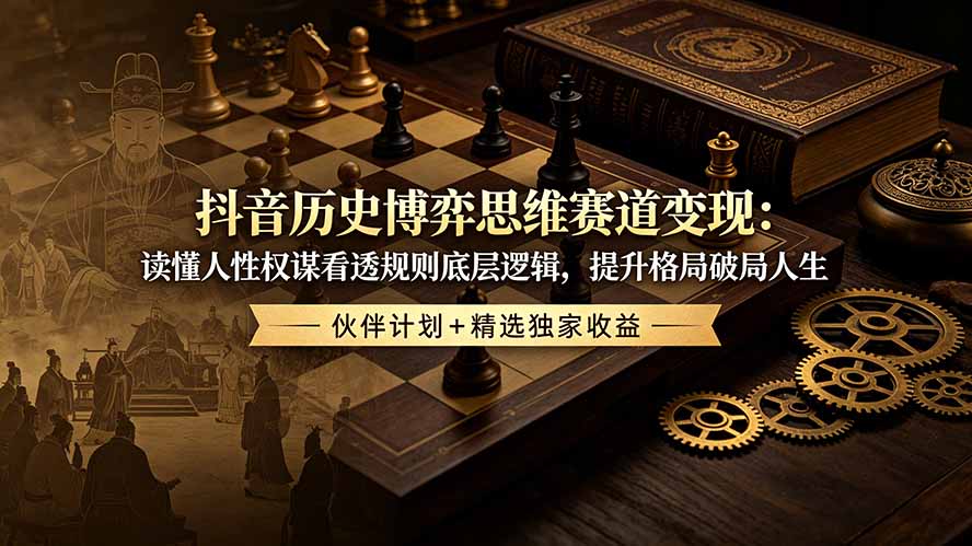 （19116期）抖音历史博弈思维赛道变现：读懂人性权谋看透规则底层逻辑，提升格局破局人生，伙伴计划+精选独家收益-翌晨科技网
