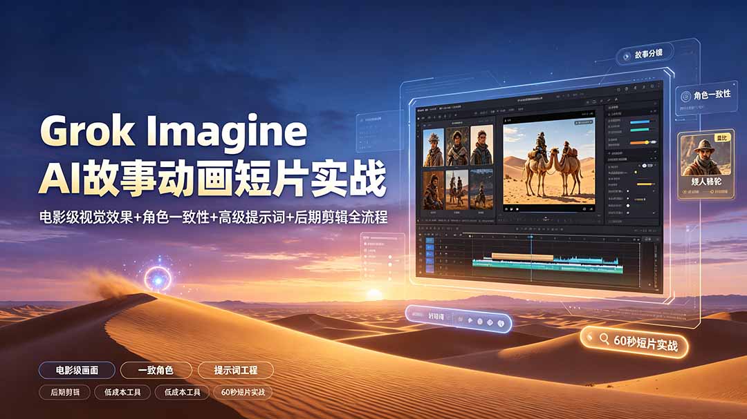 （19305期）Grok Imagine AI故事动画短片实战：电影级视觉效果+角色一致性+高级提示词+后期剪辑全流程-翌晨科技网