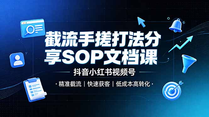 （19202期）截流手搓打法分享SOP文档课，抖音小红书视频号丨精准截流，快速获客，低成本高转化-翌晨科技网