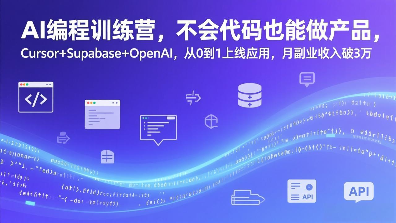 （17388期）AI编程训练营，不会代码也能做产品，Cursor+Supabase+OpenAI，从0到1上线应用，月副业收入破3万-翌晨科技网