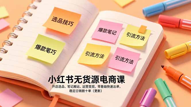 （17018期）小红书无货源电商课，开店选品、笔记搬运、运营变现，零基础快速出单，稳定日销数十单（更新）-翌晨科技网