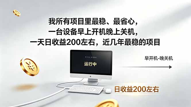 （19095期）近年最稳挂机副业，一台设备轻松增收。早开晚关，电脑挂机每日稳定收益200+-翌晨科技网