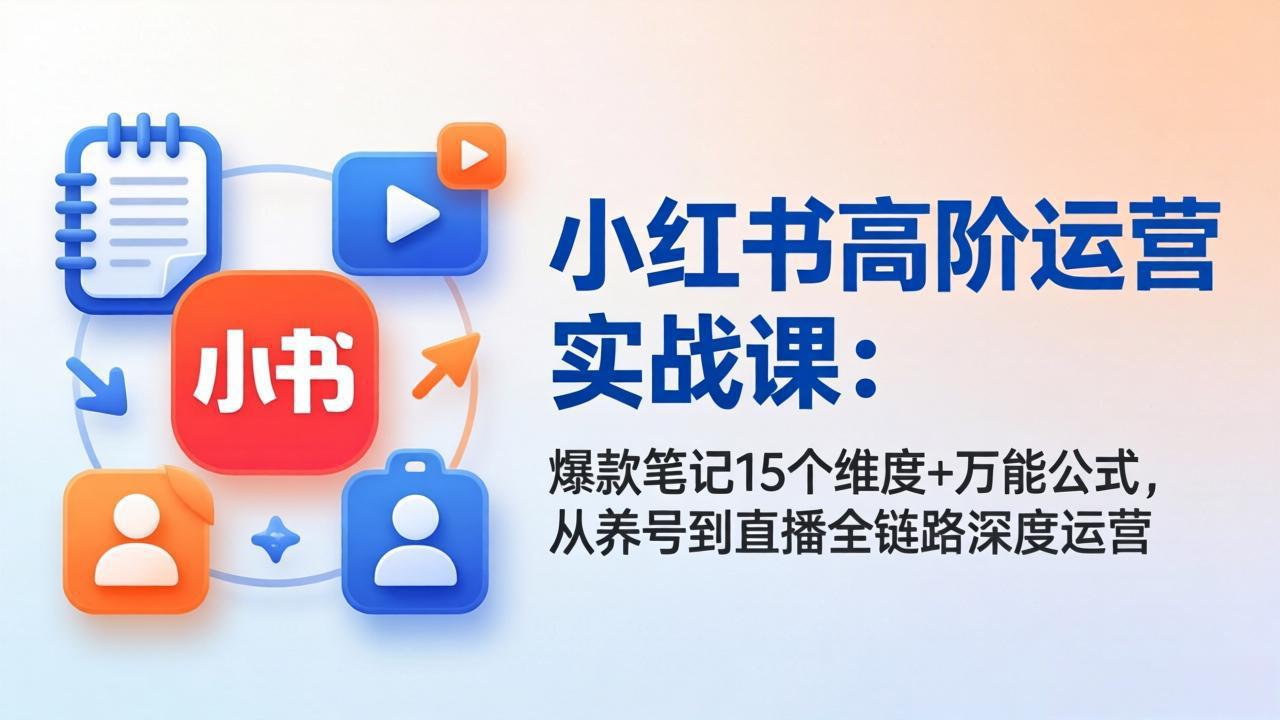 （17844期）小红书高阶运营实战课：爆款笔记15个维度+万能公式，从养号到直播全链路深度运营-翌晨科技网