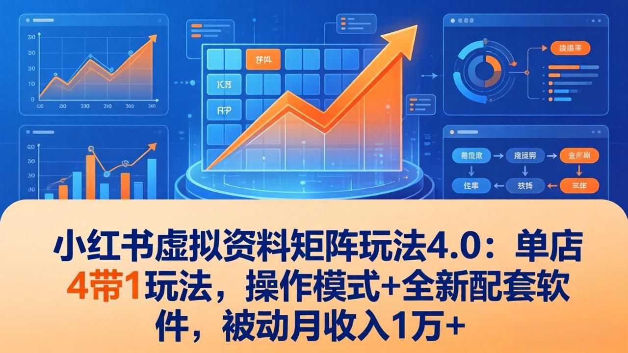 （17730期）小红书虚拟资料矩阵玩法4.0：单店4带1玩法，操作模式+全新配套软件，被动月收入1万+-翌晨科技网