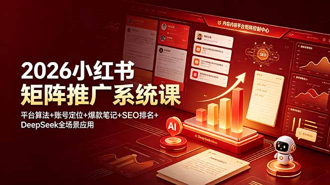 （19129期）2026小红书矩阵推广系统课：平台算法+账号定位+爆款笔记+SEO排名+DeepSeek全场景应用-翌晨科技网