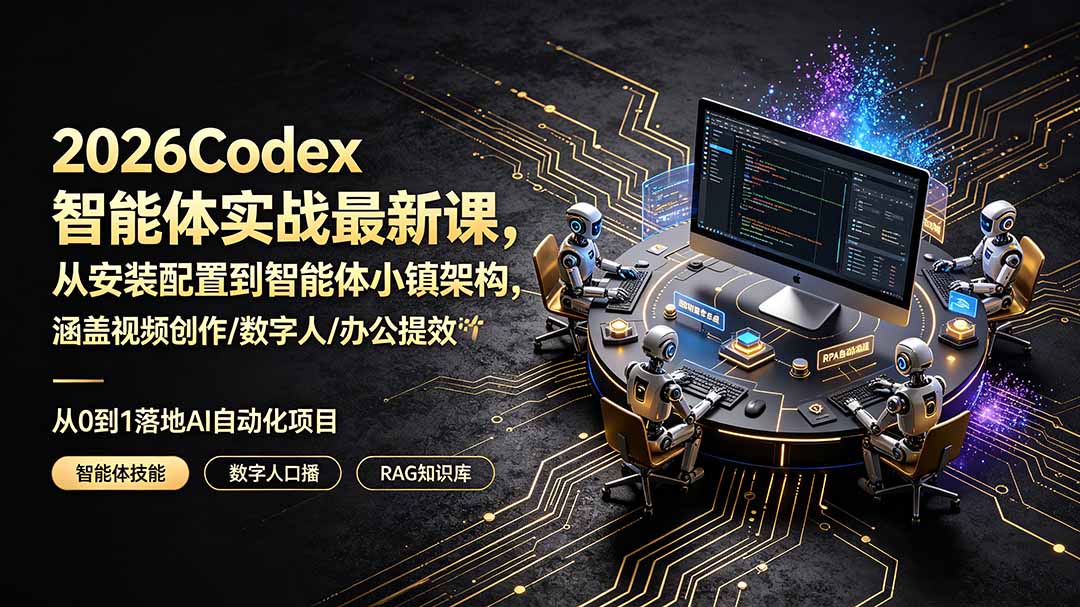 （19237期）2026Codex智能体实战最新课，从安装配置到智能体小镇架构，涵盖视频创作/数字人/办公提效全技能-翌晨科技网