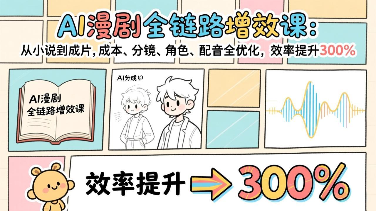 （17245期）AI漫剧全链路增效课：从小说到成片，成本、分镜、角色、配音全优化，效率提升300%-翌晨科技网