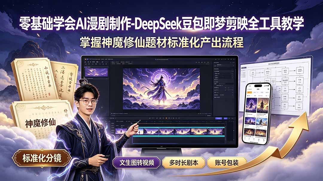 （19263期）零基础学会AI漫剧制作-DeepSeek豆包即梦剪映全工具教学，掌握神魔修仙题材标准化产出流程-翌晨科技网
