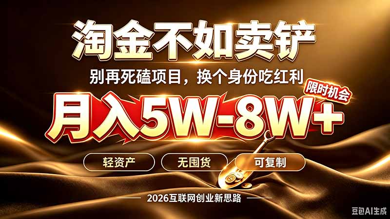 （20152期）别再傻乎乎埋头跑项目！互联网真正赚钱逻辑：做卖铲人，拒绝当韭菜，逆风翻盘月入5-8W+-翌晨科技网