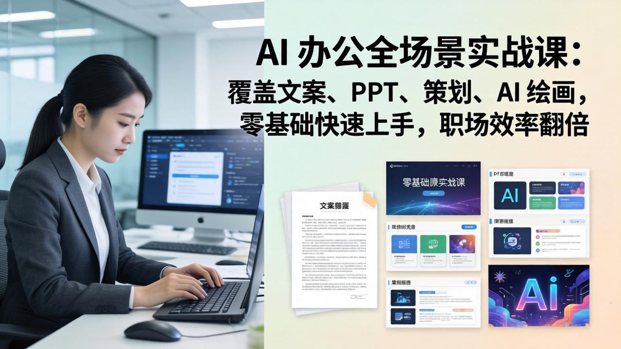 （17732期） AI 办公全场景实战课：覆盖文案、PPT、策划、AI 绘画，零基础快速上手，职场效率翻倍-翌晨科技网