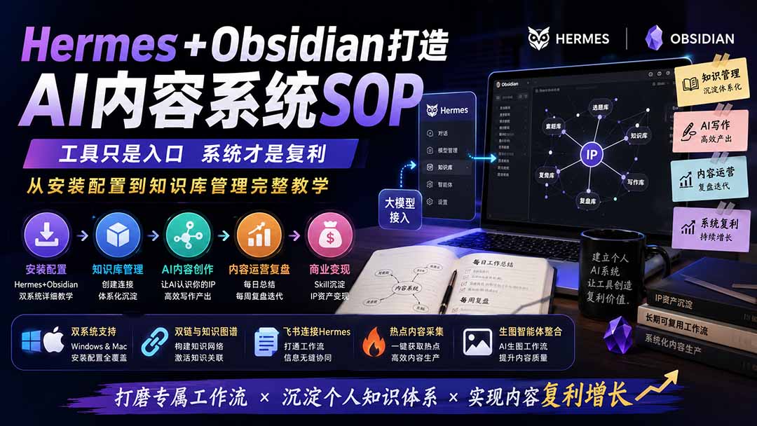 （19861期）Hermes+Obsidian打造AI内容系统SOP；工具只是入口系统才是复利，从安装配置到知识库管理完整教学-翌晨科技网