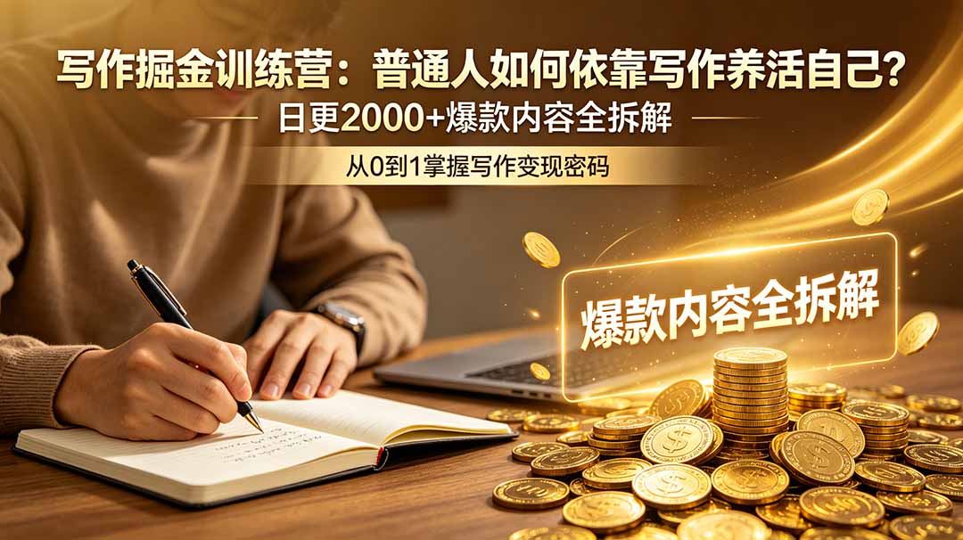 （18901期）写作掘金训练营：普通人如何依靠写作养活自己？日更2000+爆款内容全拆解-翌晨科技网