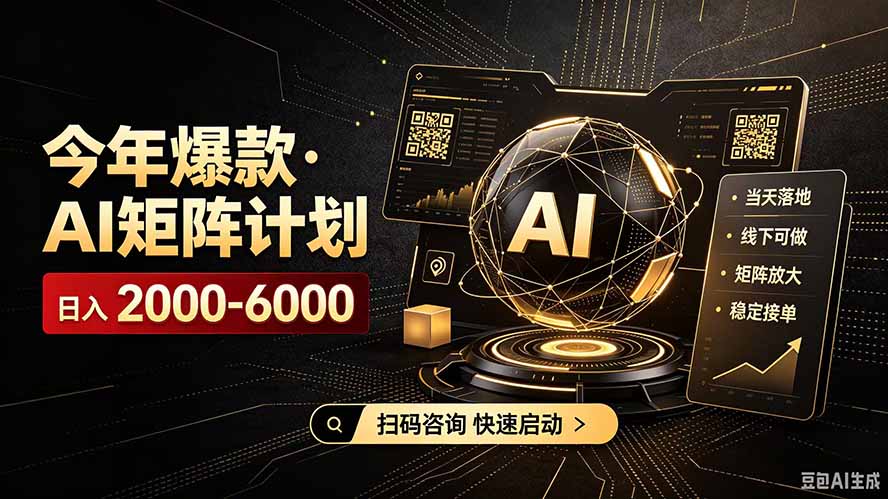 （19703期）AI矩阵计划！日收益3000-8000+，项目绿色长久，安全合规靠谱，可批量放大。扶持工作室和分公司-翌晨科技网