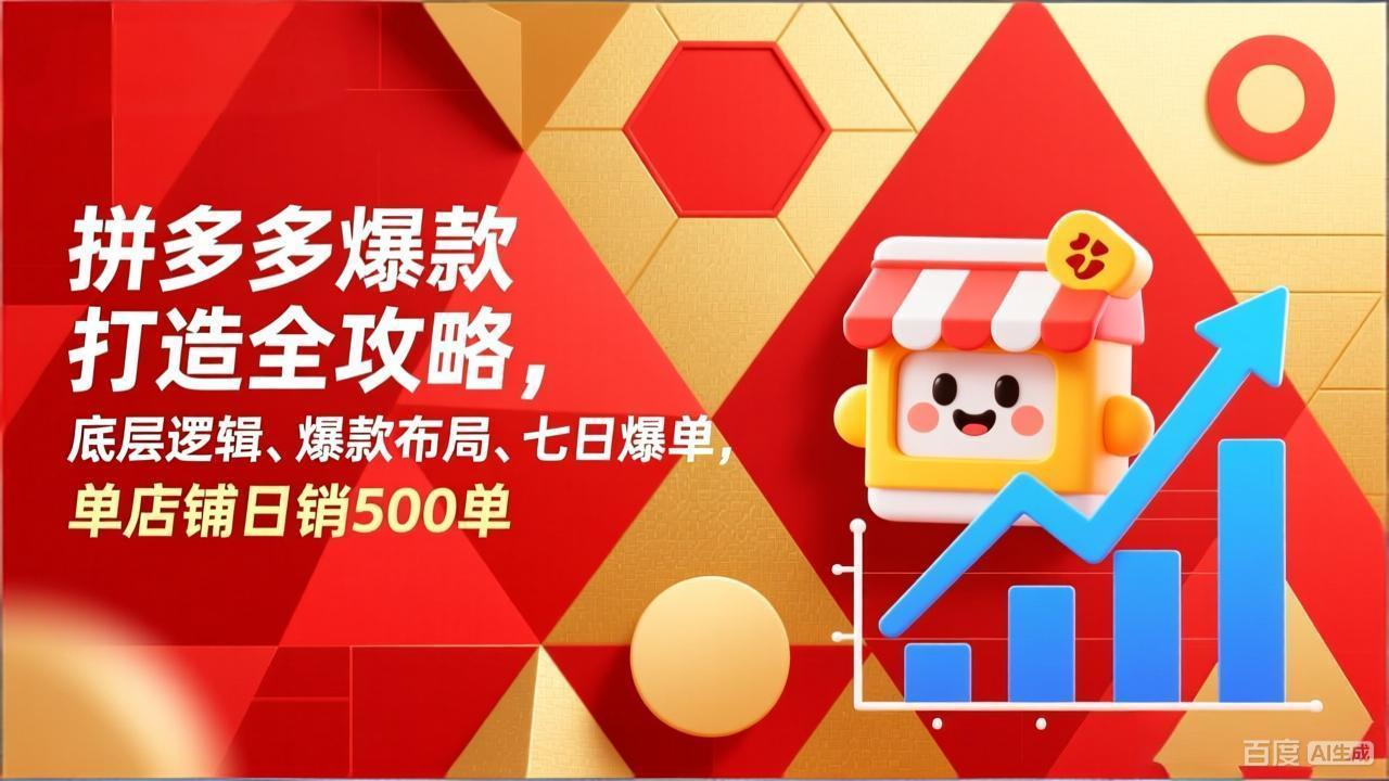 （17346期）拼多多爆款打造全攻略，底层逻辑、爆款布局、七日爆单，单店铺日销500单-翌晨科技网