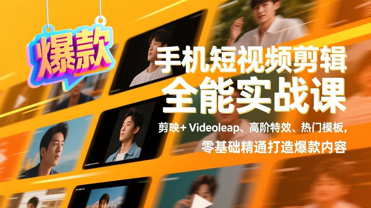 （17347期）手机短视频剪辑全能实战课，剪映+Videoleap、高阶特效、热门模板，零基础精通打造爆款内容-翌晨科技网