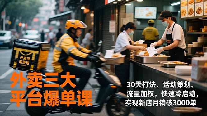 （17019期）外卖三大平台爆单课，30天打法、活动策划、流量加权，快速冷启动，实现新店月销破3000单-翌晨科技网