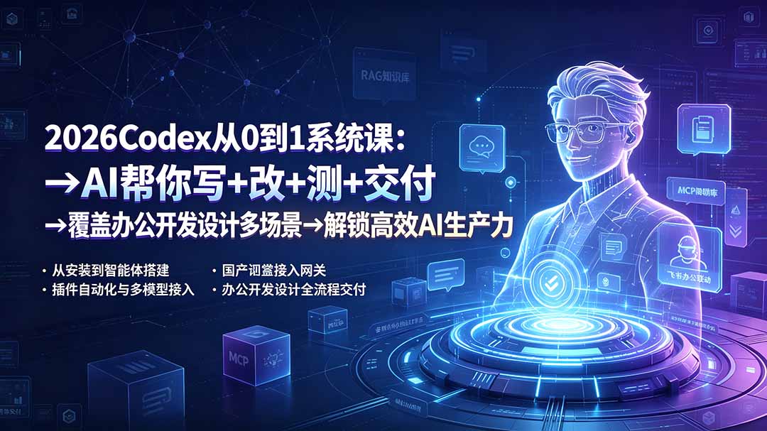（19461期）2026Codex从0到1系统课：→AI帮你写+改+测+交付→覆盖办公开发设计多场景→解锁高效AI生产力-翌晨科技网
